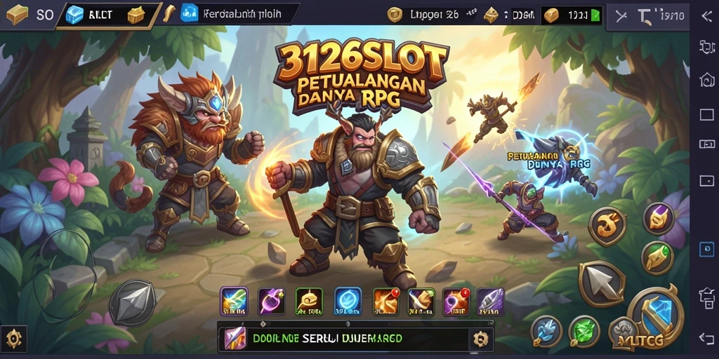 Screenshot gameplay <strong>3126SLOT</strong> menunjukkan petualangan epik dalam dunia RPG.