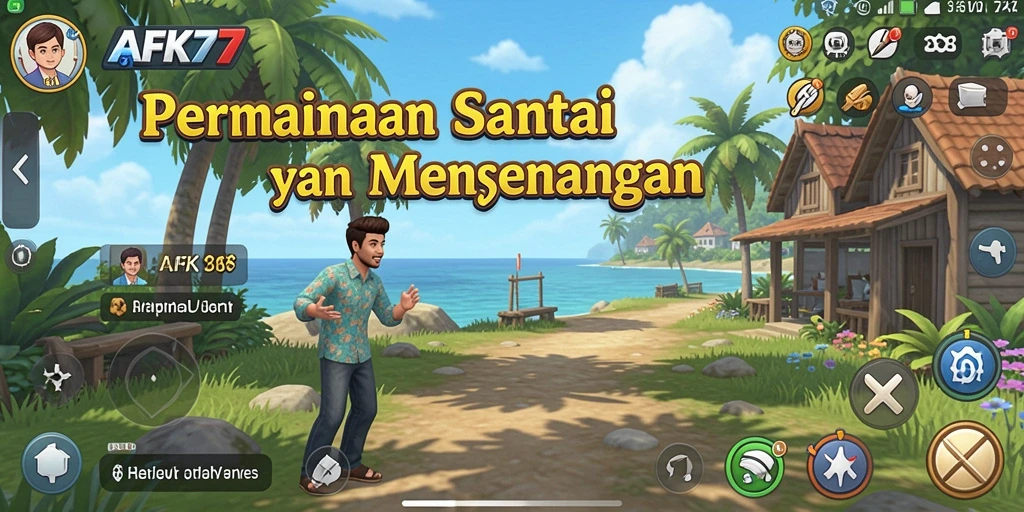Screenshot utama AFK77 menunjukkan karakter lucu dalam aksi gameplay yang santai.