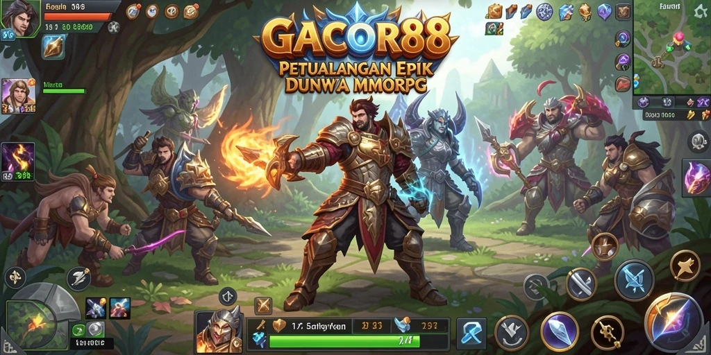 Tampilan gameplay <strong>GACOR88</strong> yang mendebarkan dan penuh aksi di dunia MMORPG.
