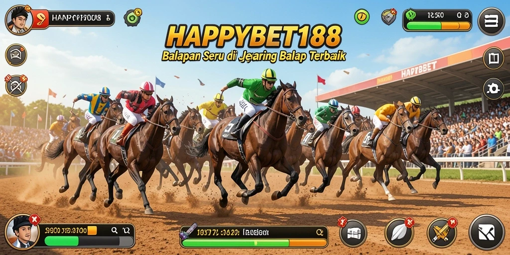 Screenshot gameplay Racing dari HAPPYBET188 menunjukkan aksi seru di lintasan balap.