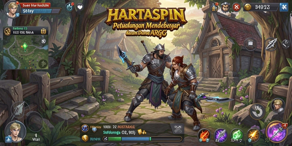 Tangkapan layar HARTASPIN menunjukkan aksi pertarungan seru dalam dunia ARPG.
