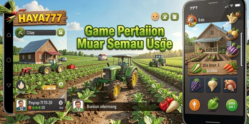 Tangkapan layar menunjukkan petani yang sedang merawat ladang dengan tanaman subur.