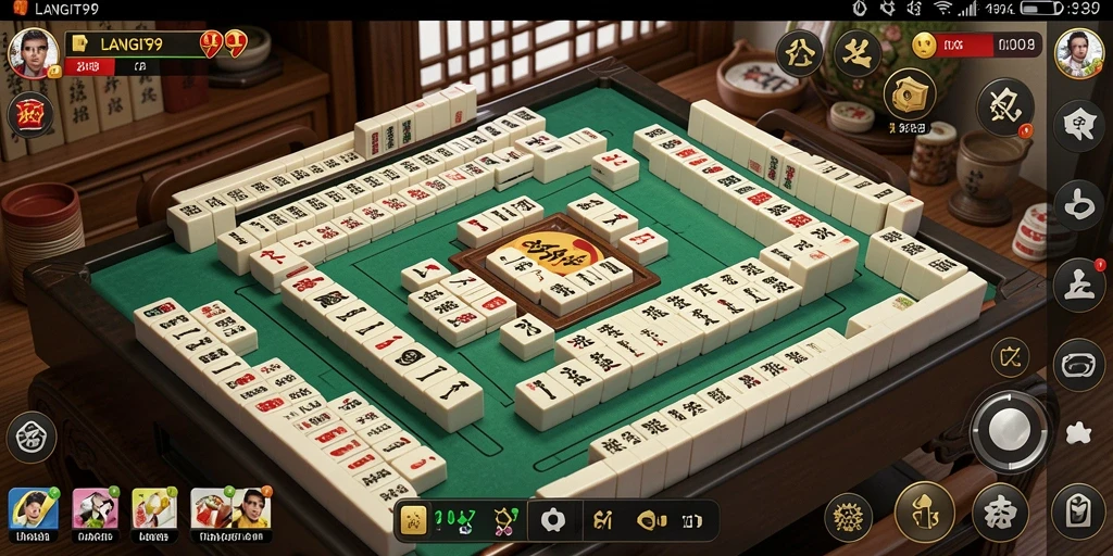 Screenshot LANGIT99 menunjukkan gameplay Mahjong yang menarik dan penuh warna.