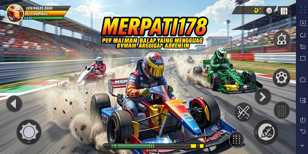 Tangkapan layar utama MERPATI178 menampilkan aksi balapan mendebarkan.