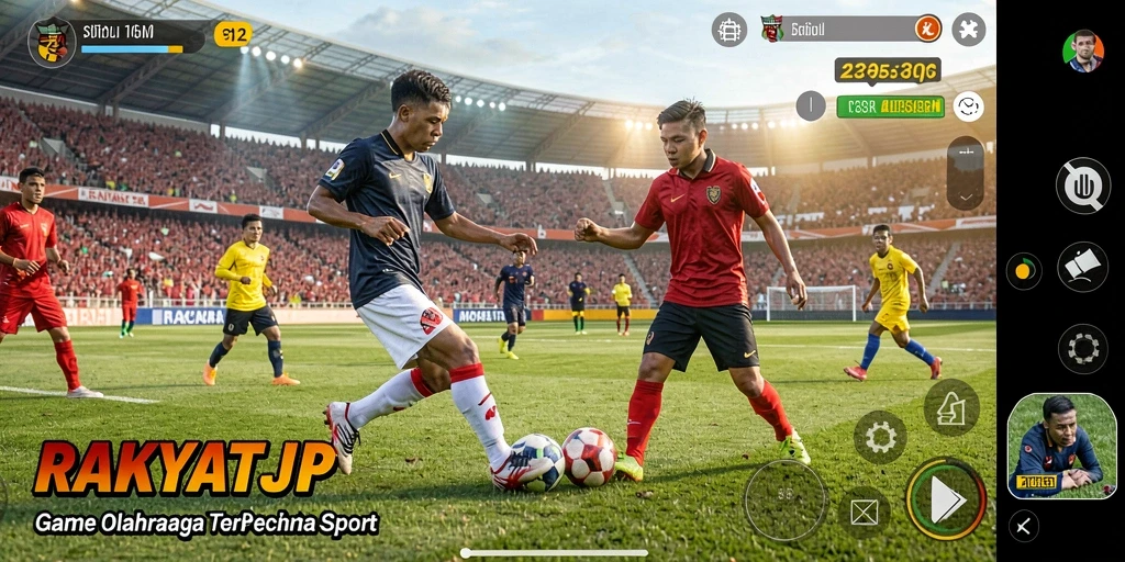 Tampilan utama gameplay RAKYATJP yang penuh aksi olahraga.