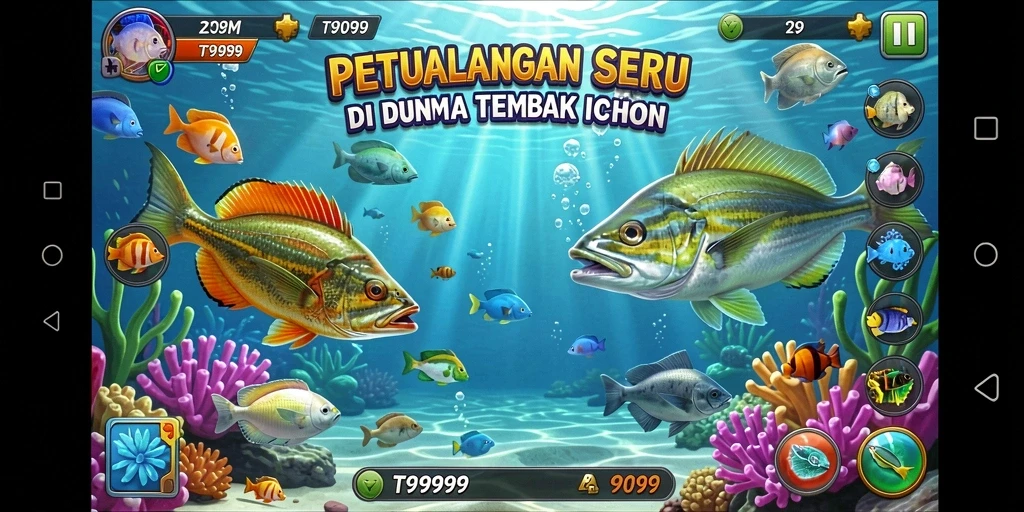 Gameplay seru menembak ikan di lautan.